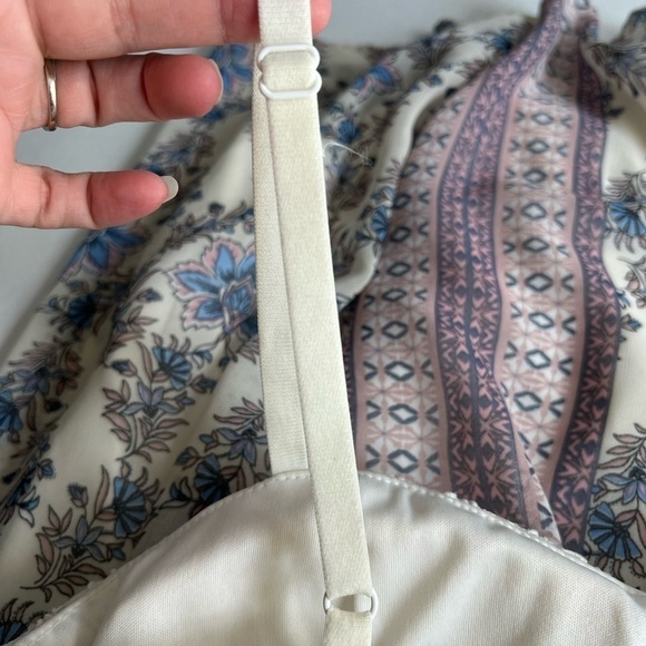 Lily Rose color block mixed textile maxi dress cream floral belt size small - Picture 11 of 16